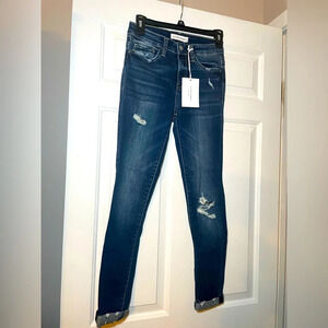 Flying Monkey Black Label Jeans Size 25 Medium Wash NEW High Rise Skinny Ripped